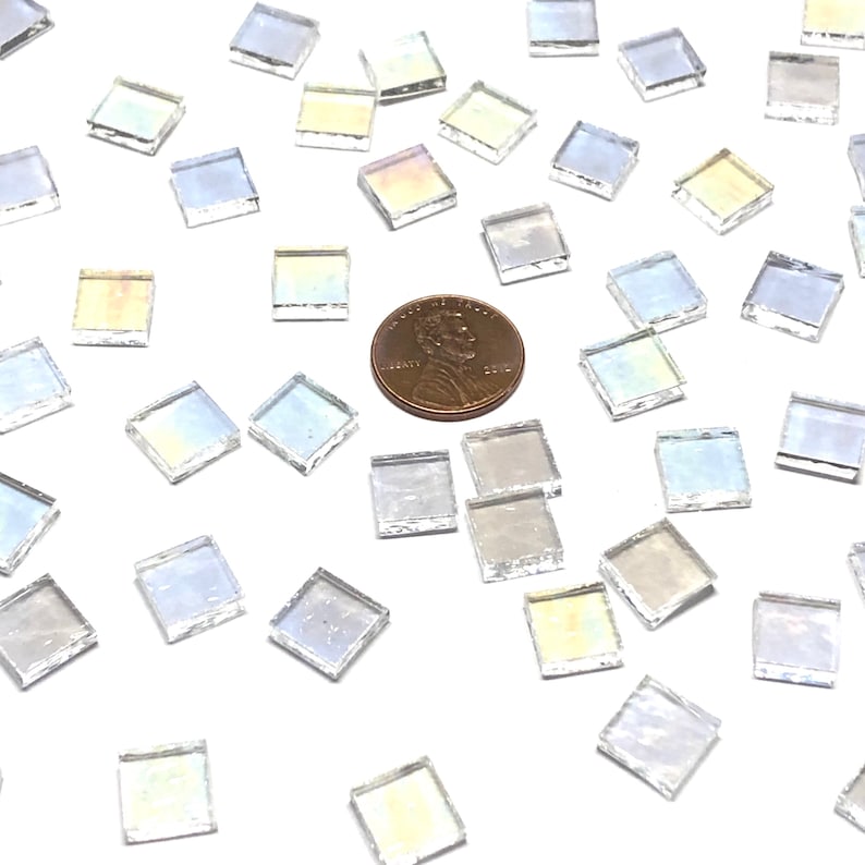 3/8 Clear Iridescent Stained Glass Mosaic Tiles Etsy