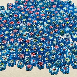 30 millefiori glazen cabochons met bloemen