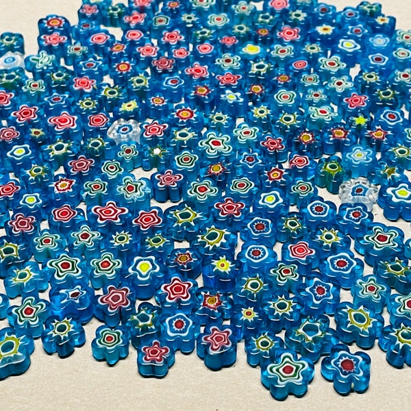 30 Millefiori Flower Glass Cabochons