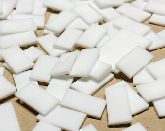 Opaque White Stained Glass Mosaic Tile Border Pieces