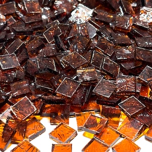 3/8&quot; Transparent Amber Stained Glass Mosaic Tiles