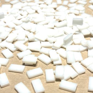 Tiny Opaque Bright White Stained Glass Mosaic Tile Border Pieces