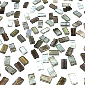 Small Iridescent Black and Clear Stained Glass Mosaic Tile Border Pieces