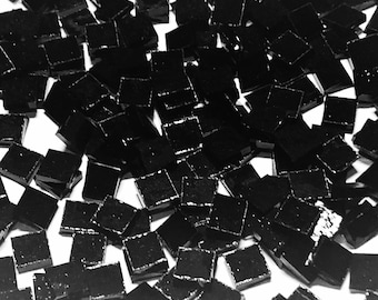 3/8" Opaque Black Stained Glass Mosaic Tiles