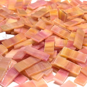Opaque Pink Stained Glass Mosaic Tile Border Pieces