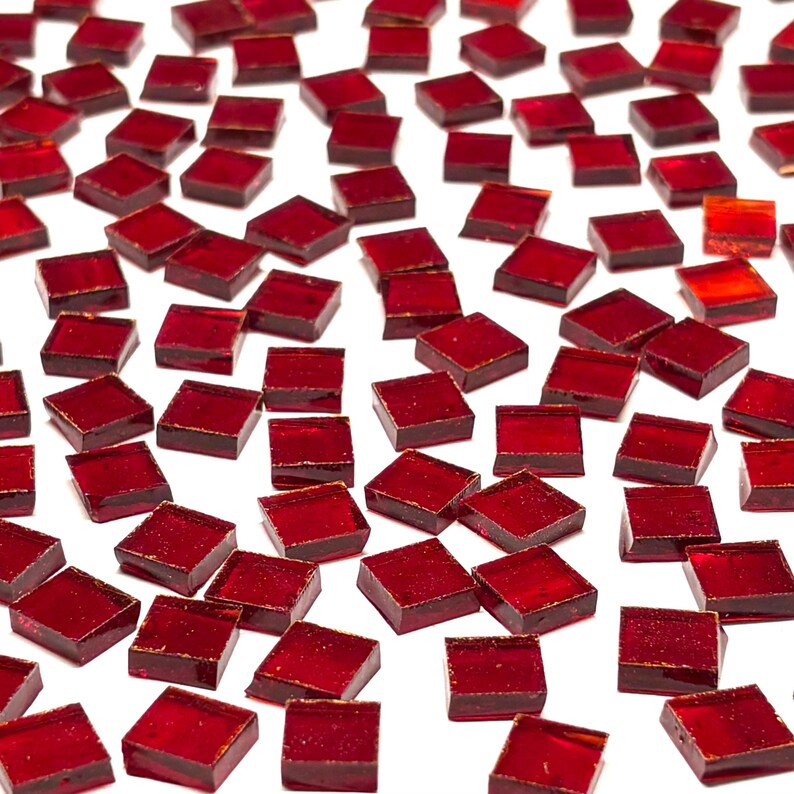 3/8" Transparent Red Stained Glass Mosaic Tiles - Etsy