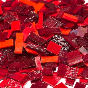 Red Stained Glass Mosaic Tile Mix