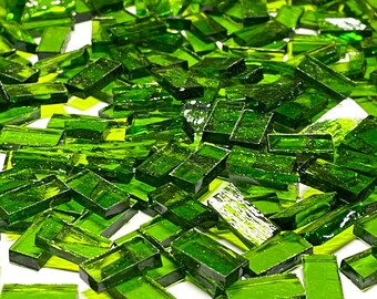 Small Transparent Green Stained Glass Mosaic Tile Border Pieces