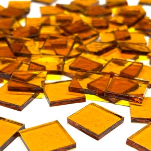 3/4&quot; Transparent Amber Stained Glass Mosaic Tiles