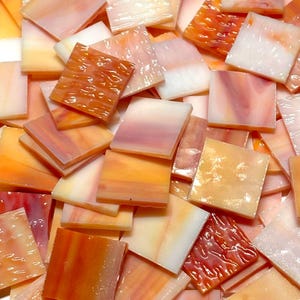 1&quot; Opaque Orange Stained Glass Mosaic Tiles