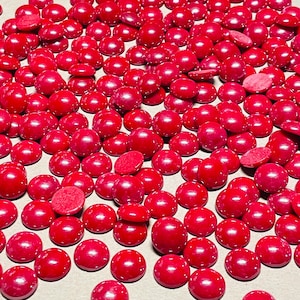60 Red Glass Cabochons