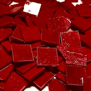 3/4&quot; Opaque Red Stained Glass Mosaic Tiles