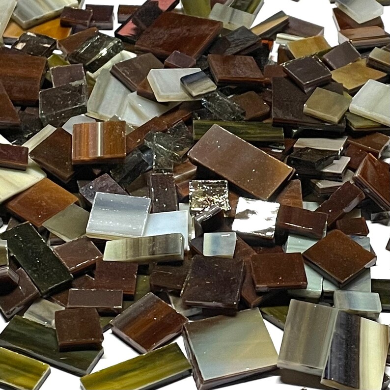 Brown Stained Glass Mosaic Tile Mix Etsy