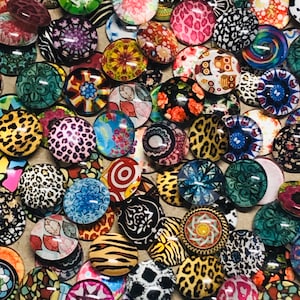 35 cabochons ronds en verre