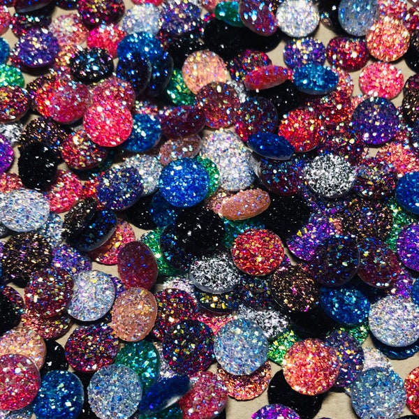 50 Resin Faux Druzy Agate Cabochons