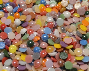 200 Round Porcelain Plated Glass Cabochons