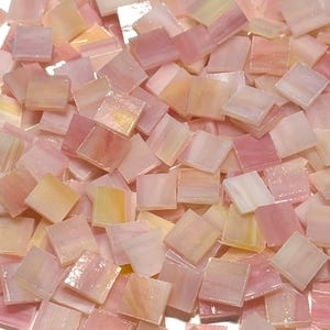 1/2&quot; Opaque Pink Stained Glass Mosaic Tiles