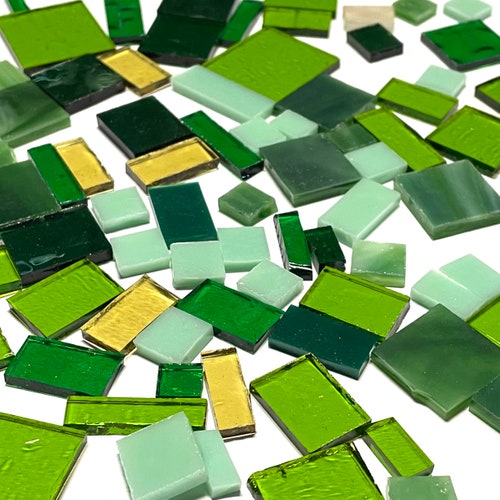 1 Transparent Green Stained Glass Mosaic Tiles Etsy