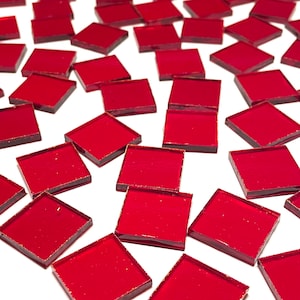 3/4&quot; Transparent Red Stained Glass Mosaic Tiles