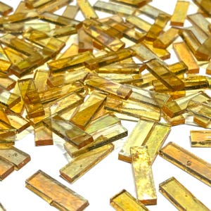Iridescent Amber Stained Glass Mosaic Tile Border Pieces