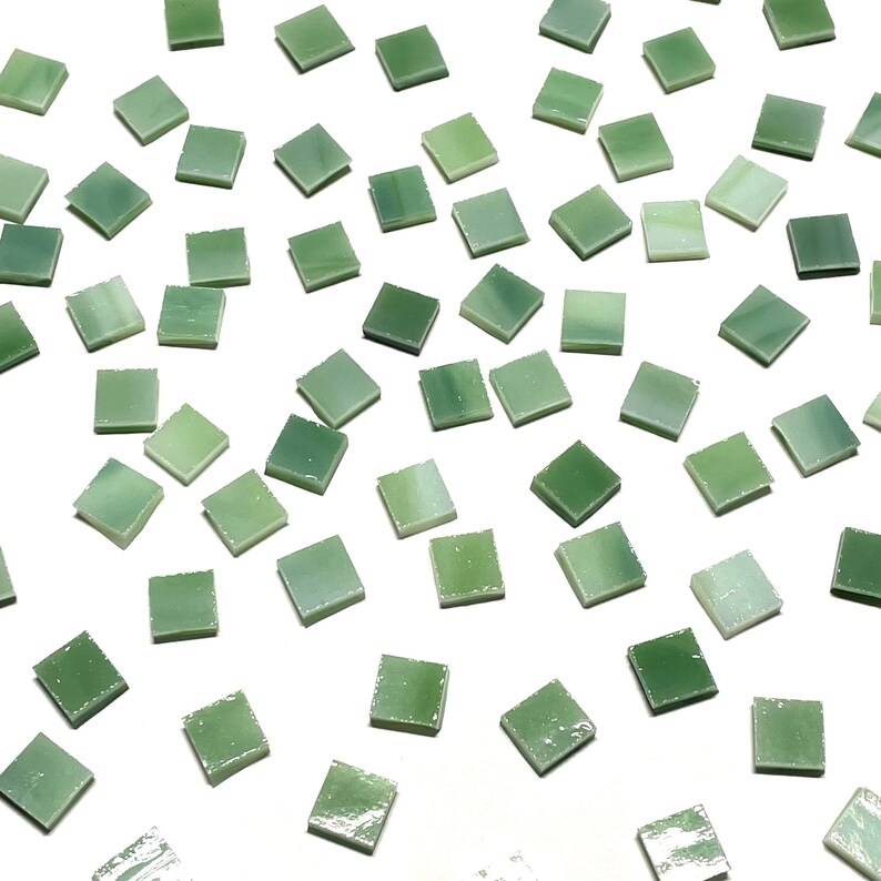 3/8 Green Stained Glass Mosaic Tiles Etsy
