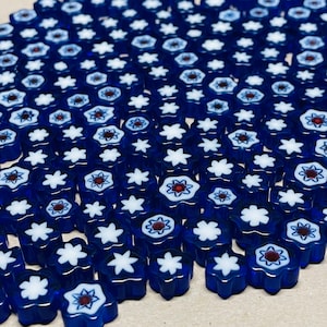 30 cabochons en verre fleur millefiori