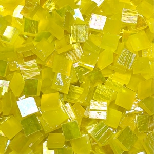 3/8&quot; Iridescent Yellow Stained Glass Mosaic Tiles