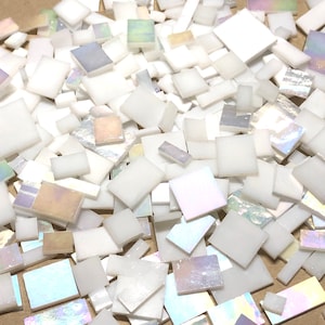 White Stained Glass Mosaic Tile Mix