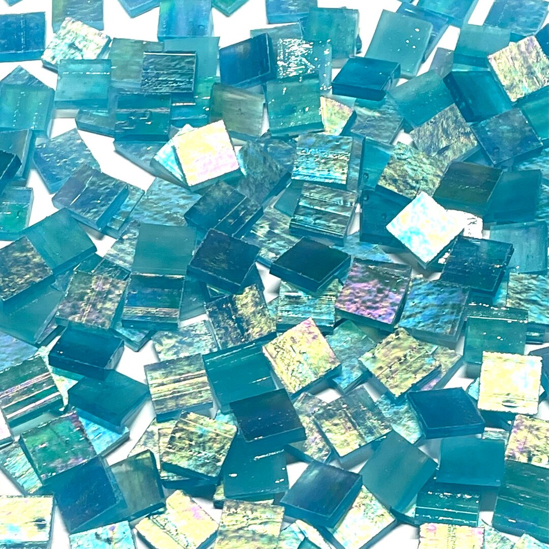 1/2β Iridescent Blue Stained Glass Mosaic Tiles - Etsy