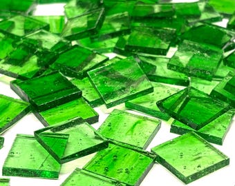 3/4" Transparent Green Stained Glass Mosaic Tiles