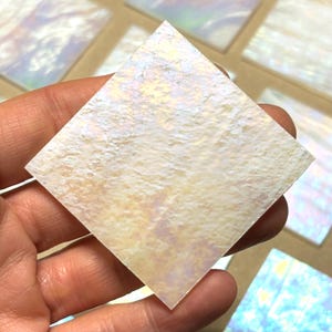 2” Iridescent White Stained Glass Mosaic Tiles