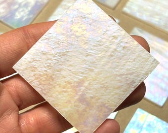 2” Iridescent White Stained Glass Mosaic Tiles