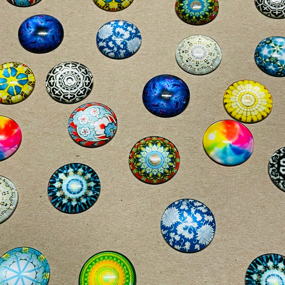 10 Round Glass Cabochons Etsy