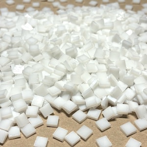 1/4” Bright Opaque White Stained Glass Mosaic Tiles