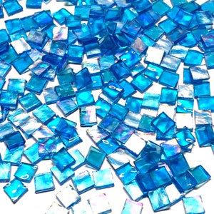 3/8&quot; Iridescent Blue Stained Glass Mosaic Tiles