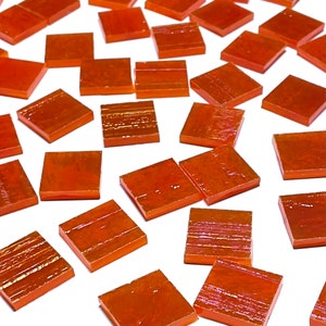 3/4&quot; Iridescent Orange Stained Glass Mosaic Tiles