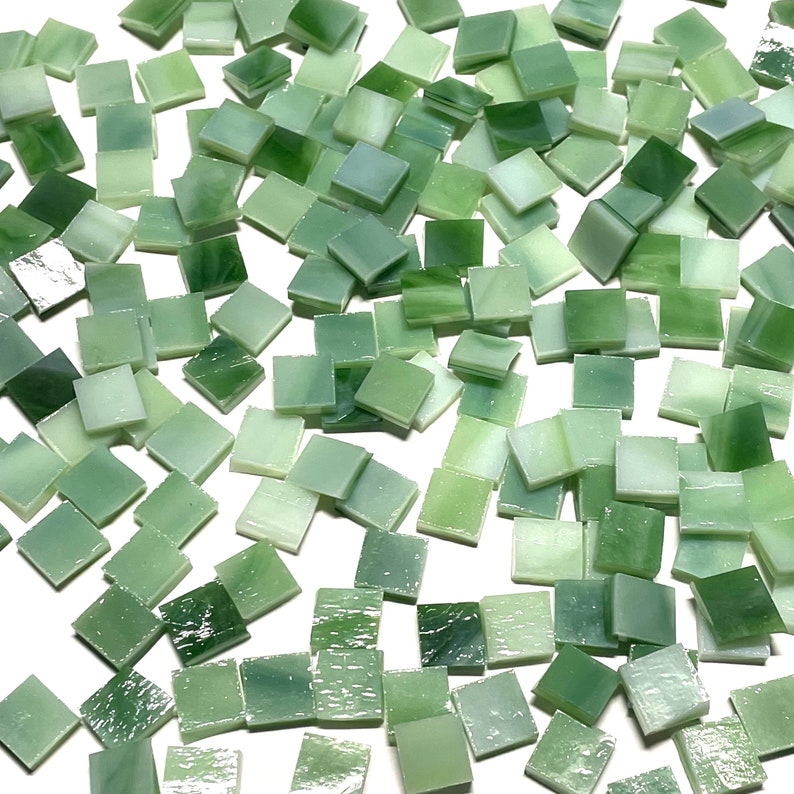 3/8 Green Stained Glass Mosaic Tiles Etsy