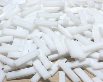 Opaque White Stained Glass Mosaic Tile Border Pieces