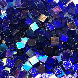 3/8&quot; Iridescent Blue Stained Glass Mosaic Tiles