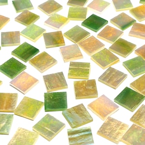 3/4" Iridescent Green Stained Glass Mosaic Tiles