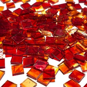 1/2&quot; Transparent Red Stained Glass Mosaic Tiles