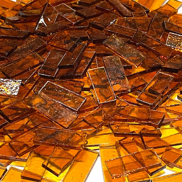 Transparent Amber Stained Glass Mosaic Tile Border Pieces