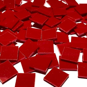 3/4&quot; Opaque Red Stained Glass Mosaic Tiles