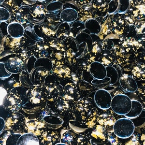40 Black Resin Glitter Cabochons