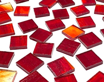 3/4" Transparent Red Stained Glass Mosaic Tiles