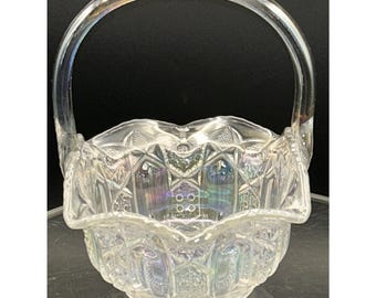 Vintage LE Smith glas iriserend Quintec patroon gegolfde mand 8" #6523