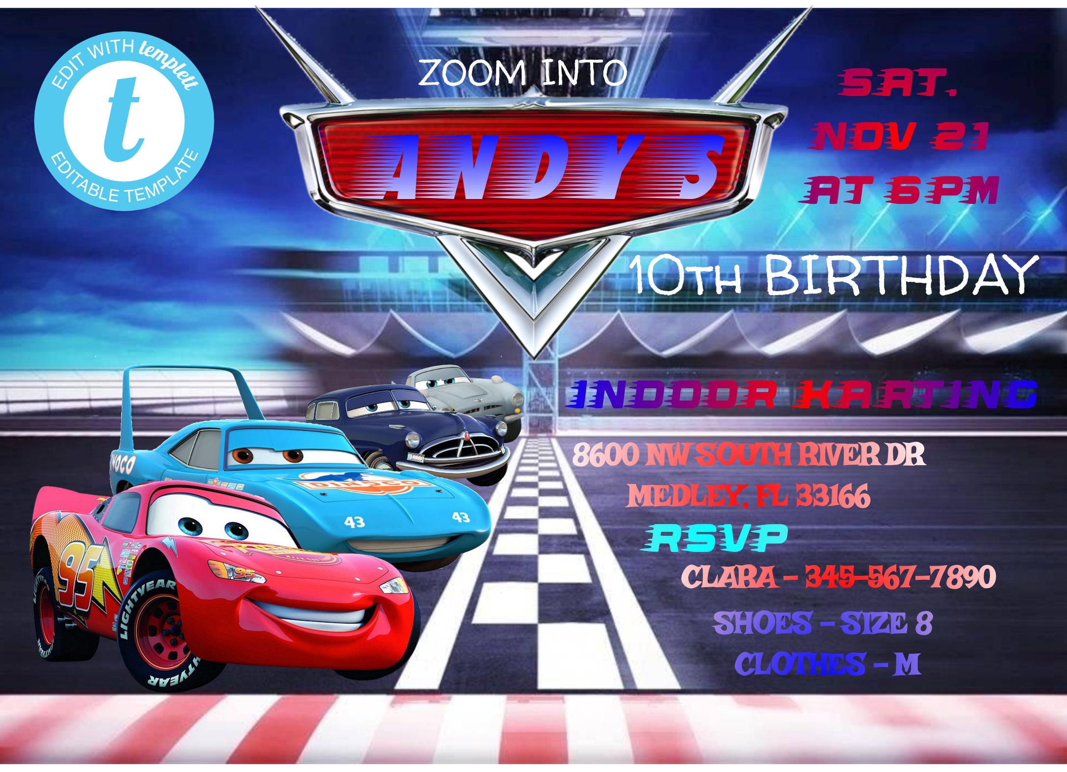 Disney cars invitation Cars invitation Birthday invitation | Etsy