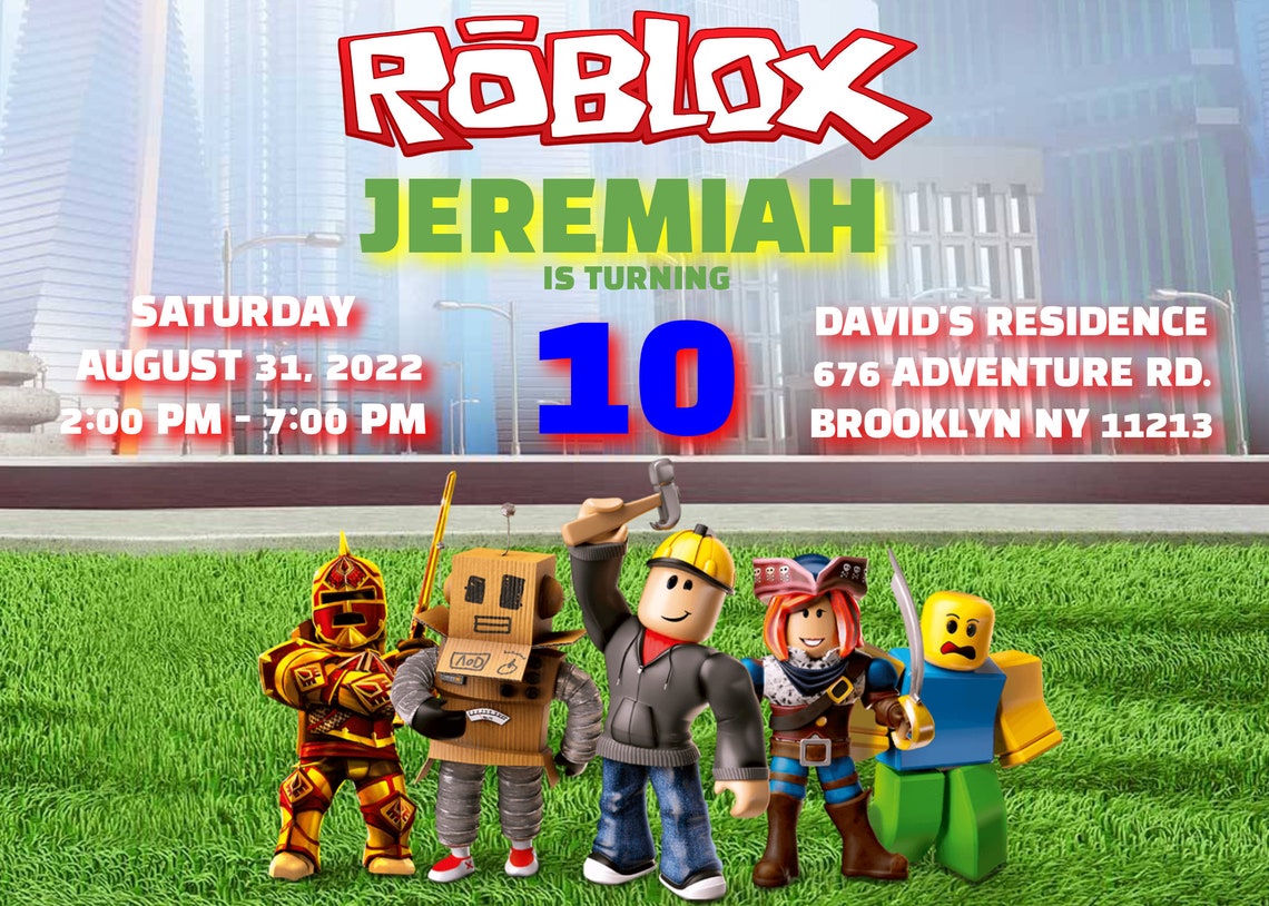 Roblox Invitation PRINT AT HOME 100 Editable Roblox Etsy
