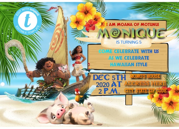 Buy Moana Digital Birthday Invitation PRINT AT HOME Maui Birthday Party Maui  Invitation Party Invitation Online in India 