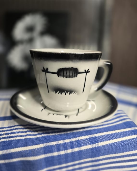 Jackson China Cup & Saucer, Kalberer Hotel Supply 1950s Western Motif